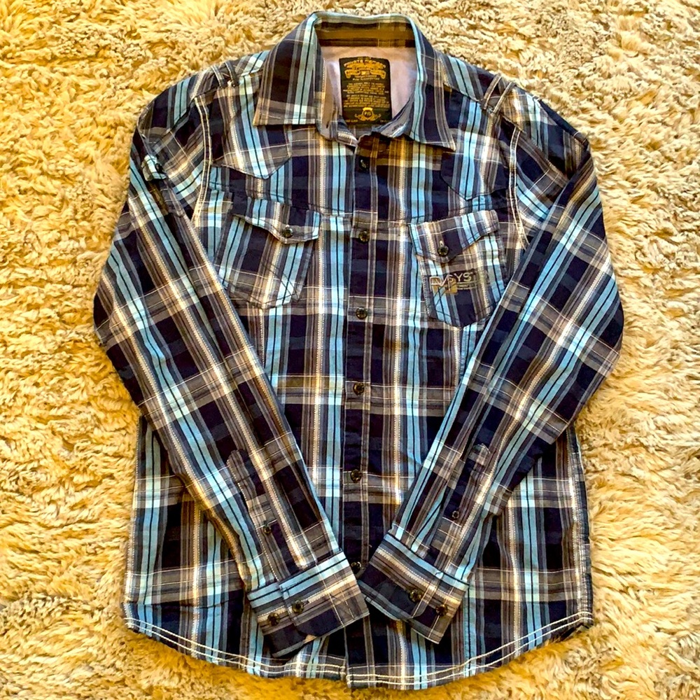PRIVATE MEMBER 100% cotton PLAID BUTTON DOWN